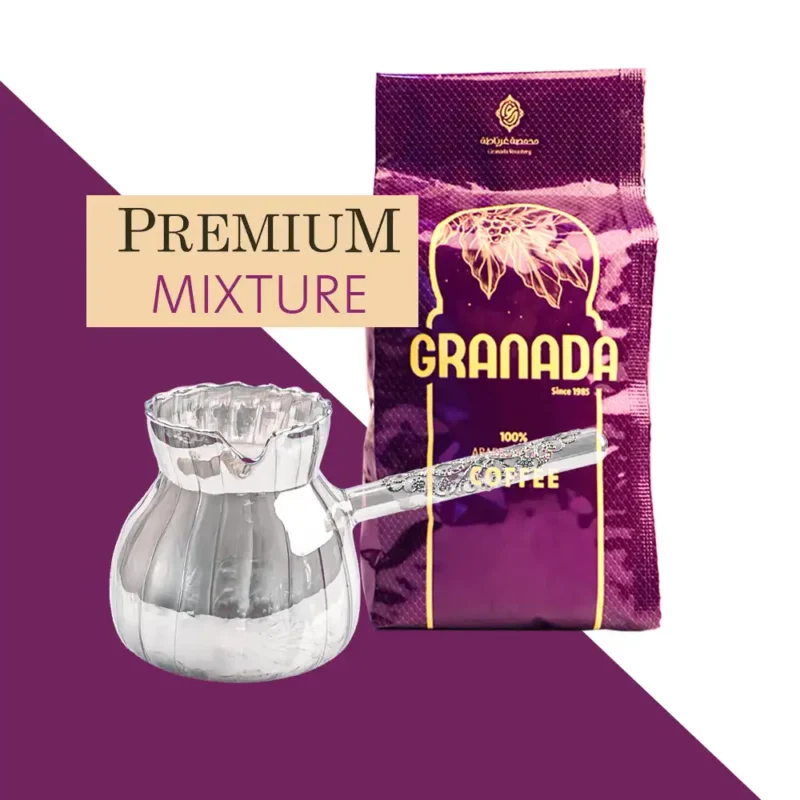 عرض 1 كيلو قهوة تركية مع هيل + ركوة حرارية